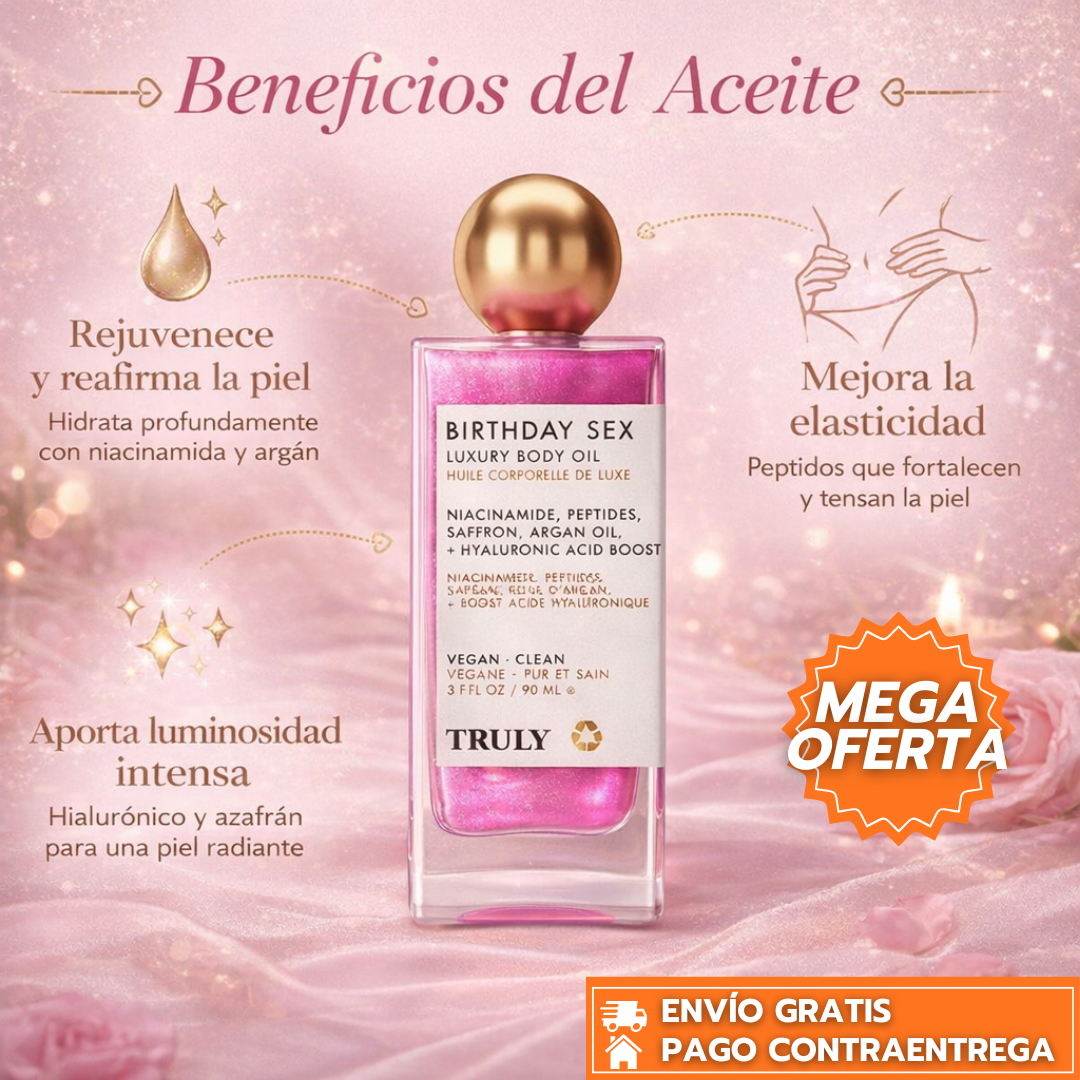 Birthday Sex™ - Aceite corporal iluminador y sedoso