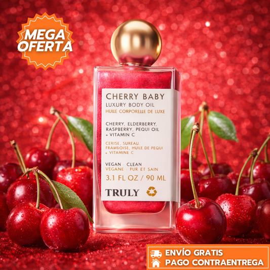 Truly™ ORIGINAL - Cherry Baby: Aceite corporal de lujo con brillo radiante y aroma seductor a cereza.